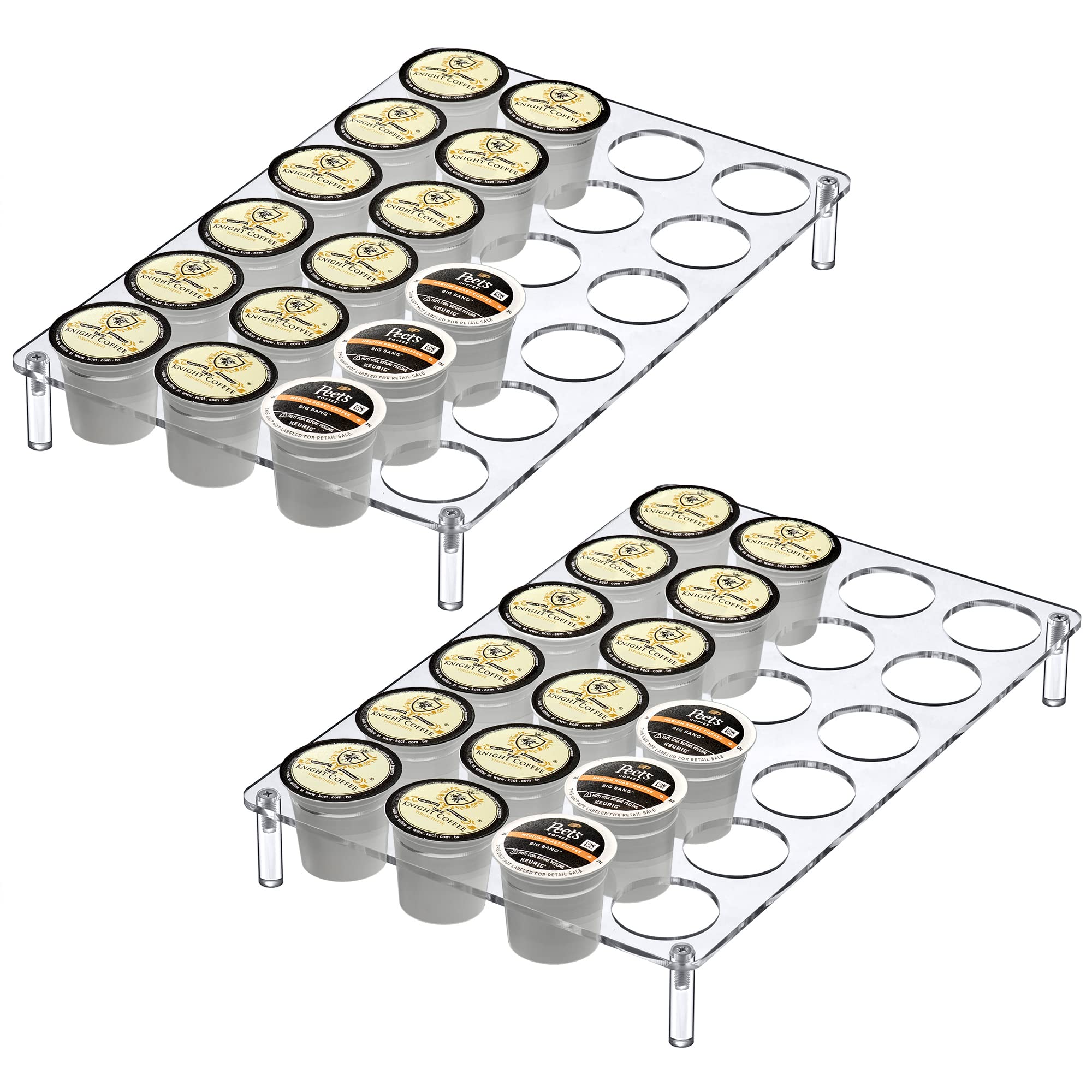 Photo 1 of Amazing Abby 2-Pack 24-Slot Flat Acrylic Coffee Pod Holder, Large-Capacity Plastic Coffee Capsule Storage, BPA-Free and Shatter-Proof, Great for Use on Countertop or in Drawer, Up to 48 Keurig K-Cups