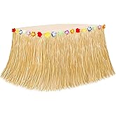 Luau Party Decorations, Natural Hawaiian Grass Table Skirt, Flower 108 X 29.5" Grass Skirts Tropical Luau Party Favors, Table Skirt for Luau Summer Tropical Indoor Outdoor Parties Decor Accessories