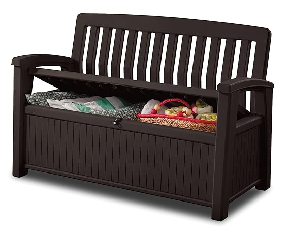 Keter Patio Bench Sitztruhe, 227 L, espressobraun, 63.5 x 132.69 x 89.5 cm