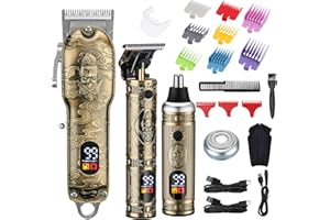 Lanumi Hair Clippers for Men Cordless Hair Trimmer Beard Trimmer/Nose Trimmer Professional T-Blade Trimmer USB Rechargeable Hair Cutting Grooming Kit Barber Clippers Set LED Display