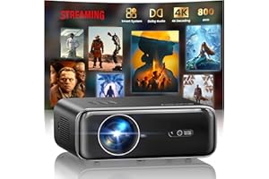 WIMIUS [Built-in Official Apps/4K Support] Smart Outdoor Projector with WiFi and Bluetooth, 800ANSI Movie Projector, DoIby Audio with Dual Speaker, Auto Focus w/ YouTube&PrimeVideo Proyector, Upgrad P62 Pro