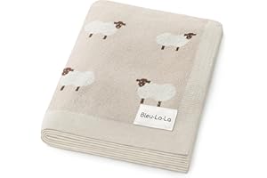 Bleu La La Couverture d'emmaillotage pour bébé – 100 % coton de luxe tricoté doux, confortable, léger unisexe pour berceau, p