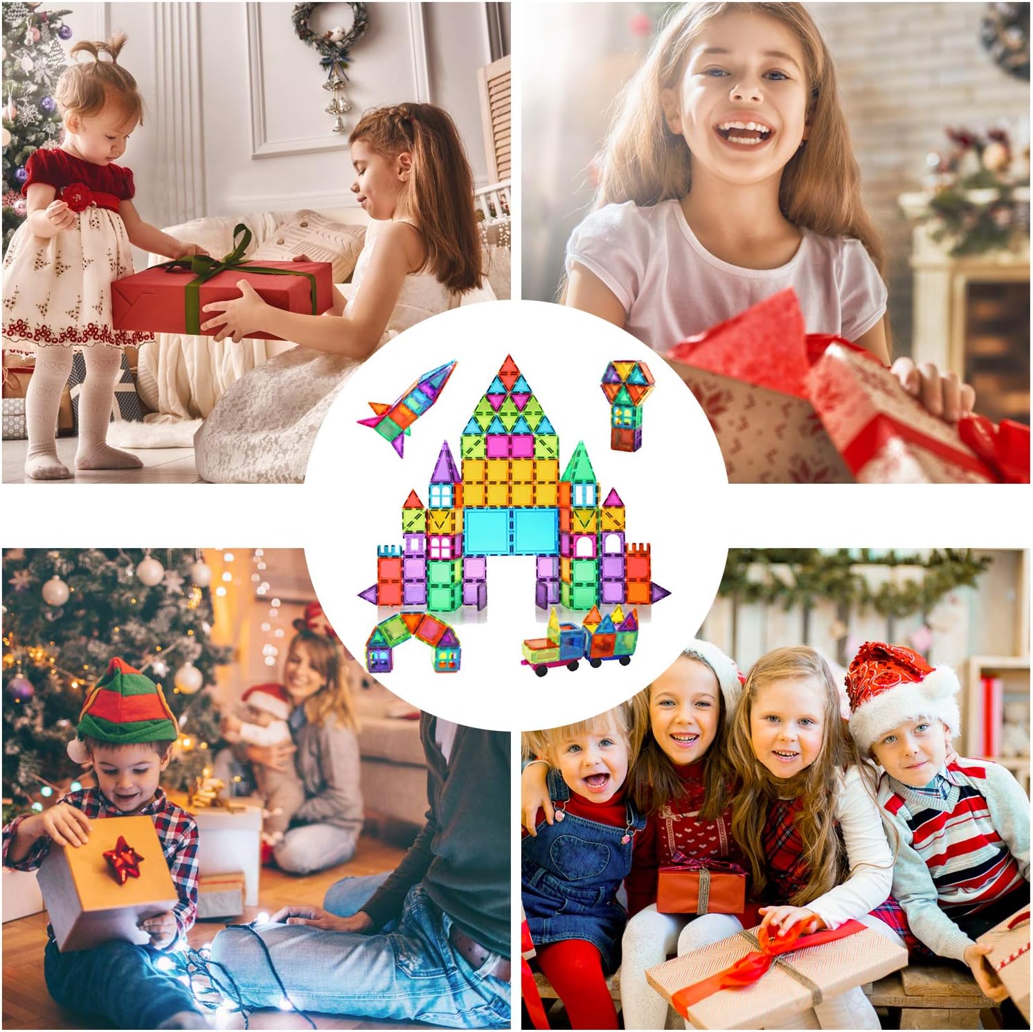 BMAG 120 PCS Magnetic Building Blocks, 3D Magnet Building Tiles, STEM Construction Building Set, Stacking Toys with 2 Car: Toys & Games