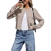 ELLEVEN Women's Cropped Cardigan Sweaters, Light Weight Knit Sweater Cute Short Button up Cardigans Trendy Fashion Clothing