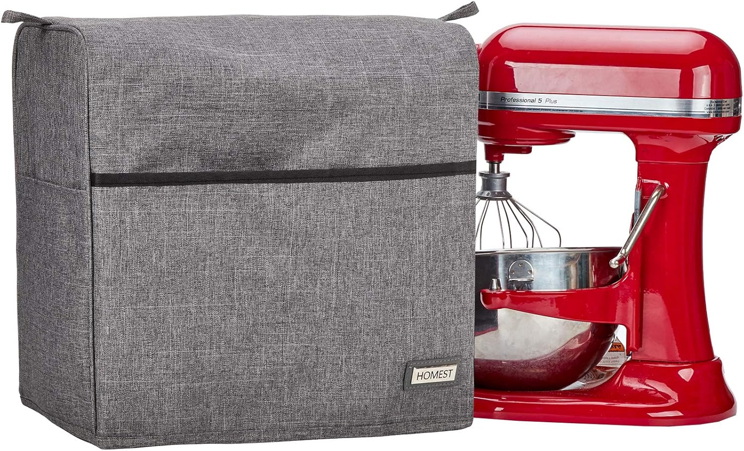 HOMEST Stand Mixer Dust Cover for KitchenAid Mixer, Fits All Bowl Lift Models 5-8 Quart, Multi Pockets for Various Kitchen Appliance Accessories, Grey