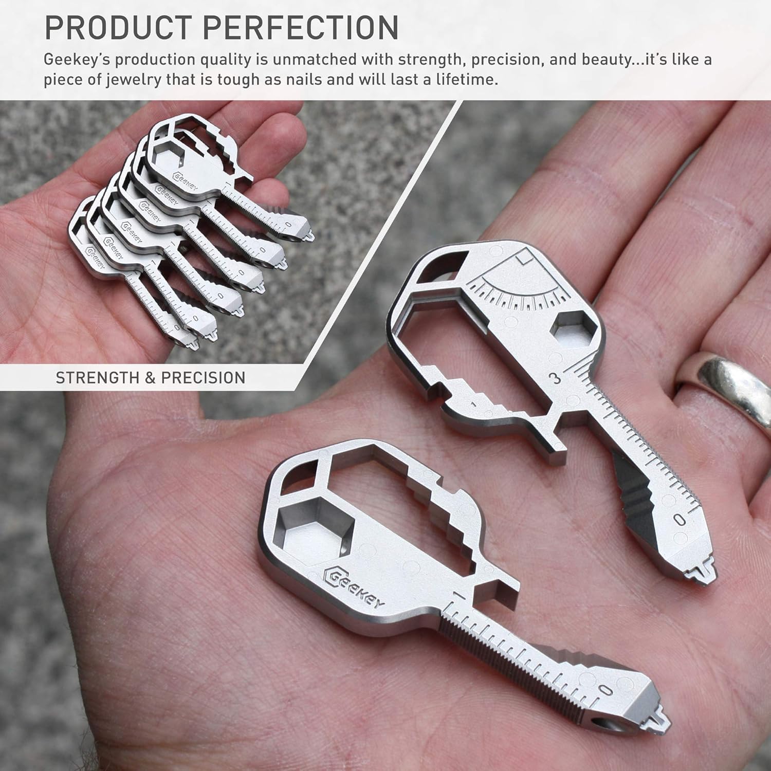 Geekey Multi-Tool, Key Shaped Pocket Tool for Your Keychain w/Bottle Opener, Screwdriver, Ruler, Wrench, Box Cutter - Image 5