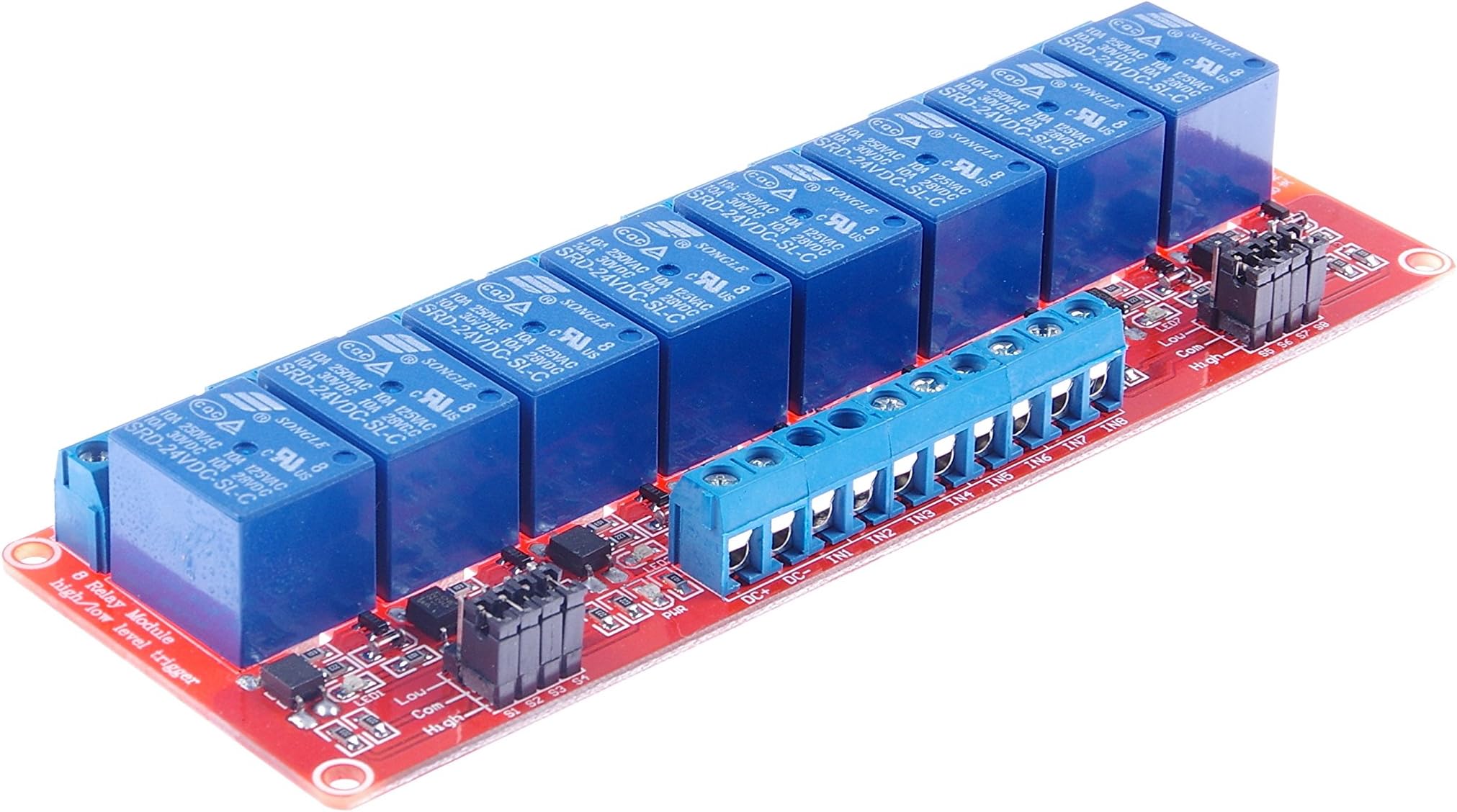 KNACRO 8-Channel 8-CH Relay Module DC 24V10A with Optocoupler Isolation High Low Level Triger for Arduino (DC 24V)