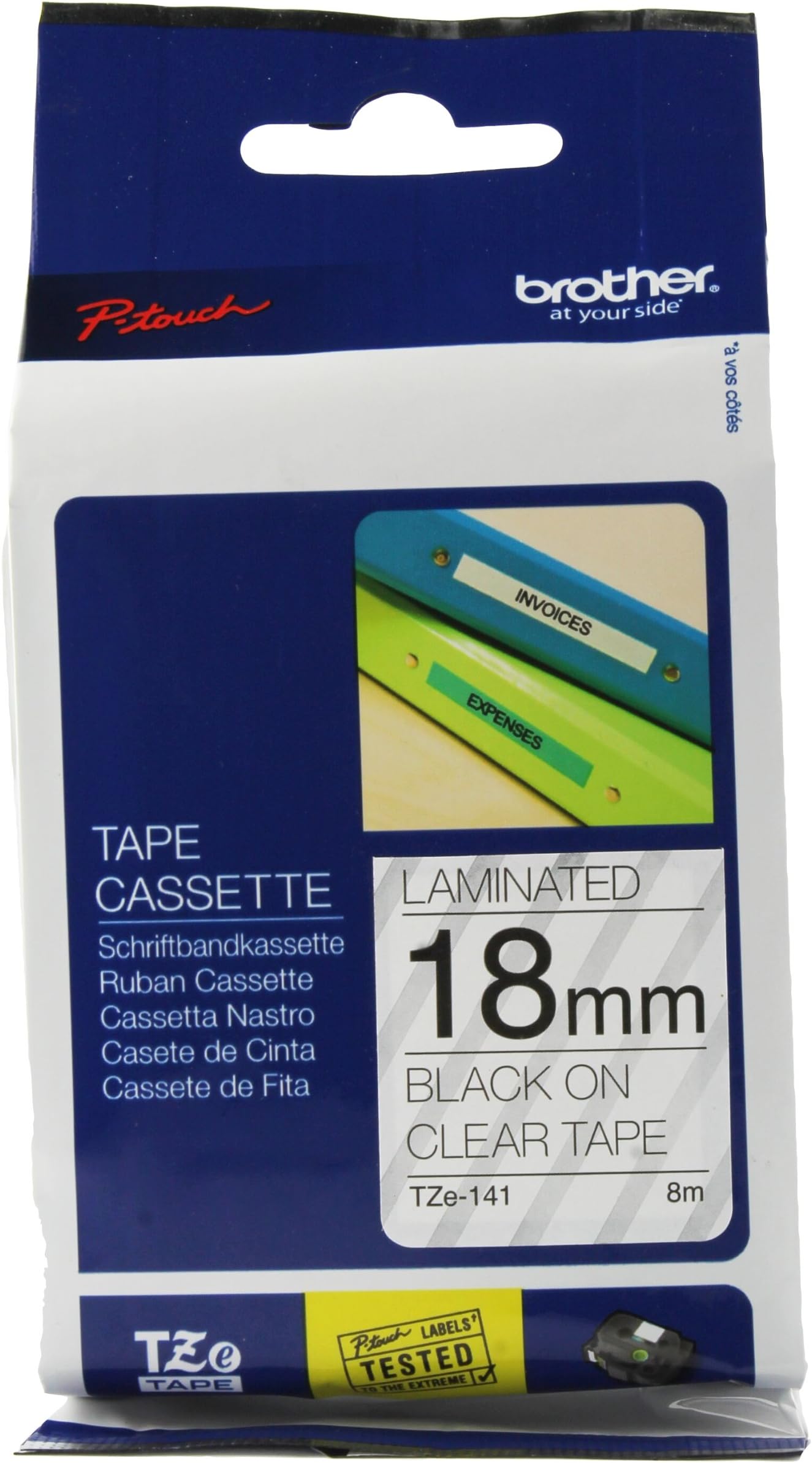 Brother TZ141 - Laminated tape - black on clear - Roll (1.8 cm x 8 m) - 1 roll(s)
