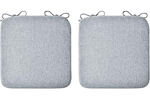 COSNUOSA Square Chair Cushions Dining Chair Cushions with Ties Non Slip Kitchen Dining Chair Pads Seat Cushion Set 16 x 16 Inches Light Grey 2 Pcs