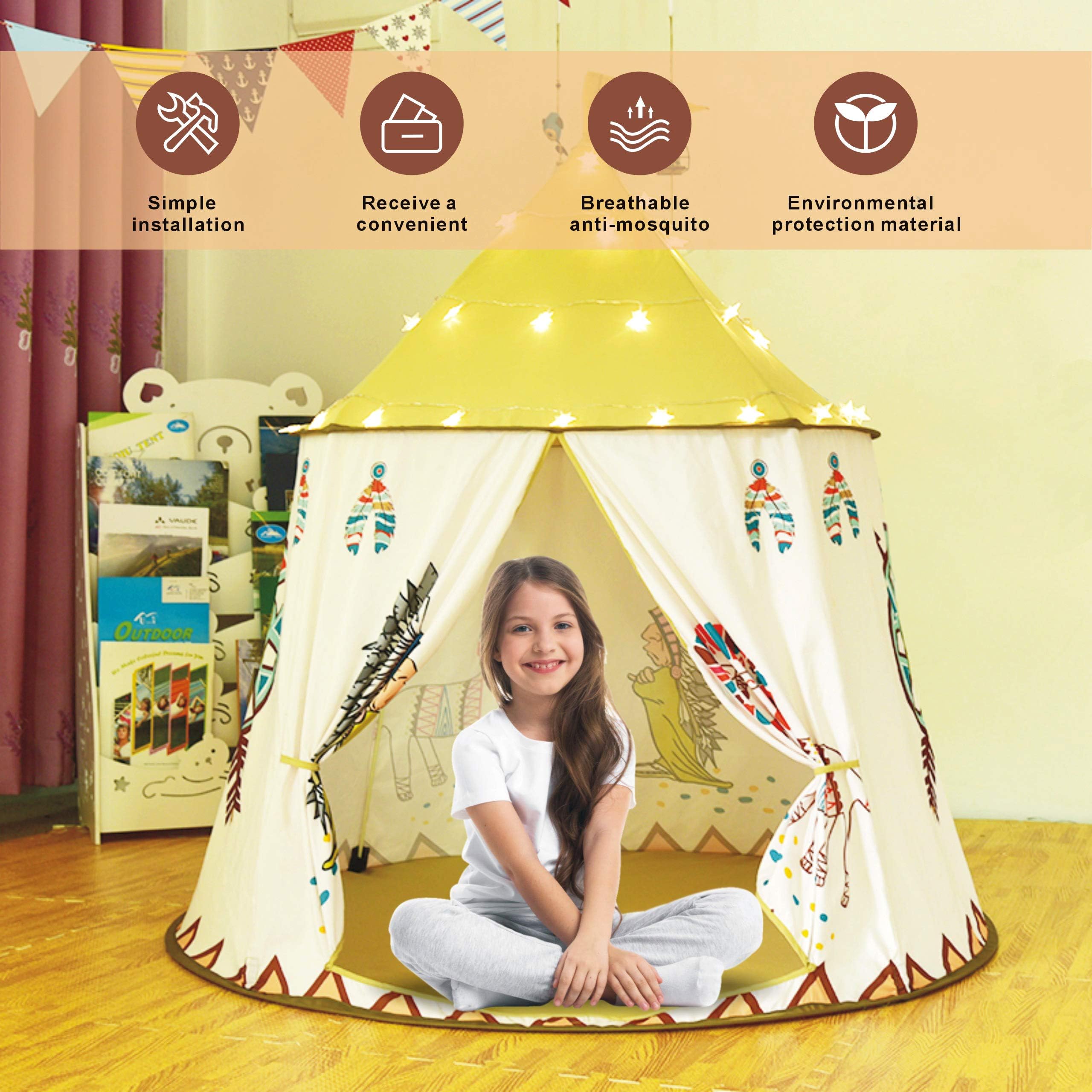 Gupamiga Kids Tent Play Tent Teepee Tent for Kids Pop Up Foldable Playhouse Toy for Toddler with a Carrying Bag for Indoor & Outdoor