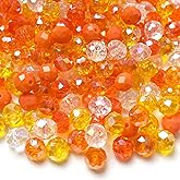 Jmassyang 8mm Briolette Rondelle Faceted AB Crystal Glass Beads for Jewelry Making Bracelets Necklaces Earrings (Orange Mixed)