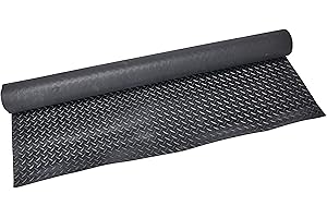Rubber-Cal Diamond-Plate Rubber Flooring Rolls - 3 mm x 4 ft x 1 ft Rolls - Black