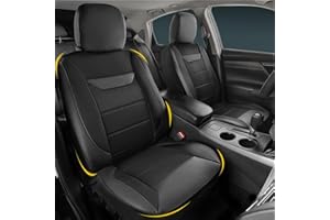 kingphenix 2 Pack Front Memory Foam Leather Car Seat Covers, Breathable 4D Mesh, Easy Install Automotive Seat Protectors, Air