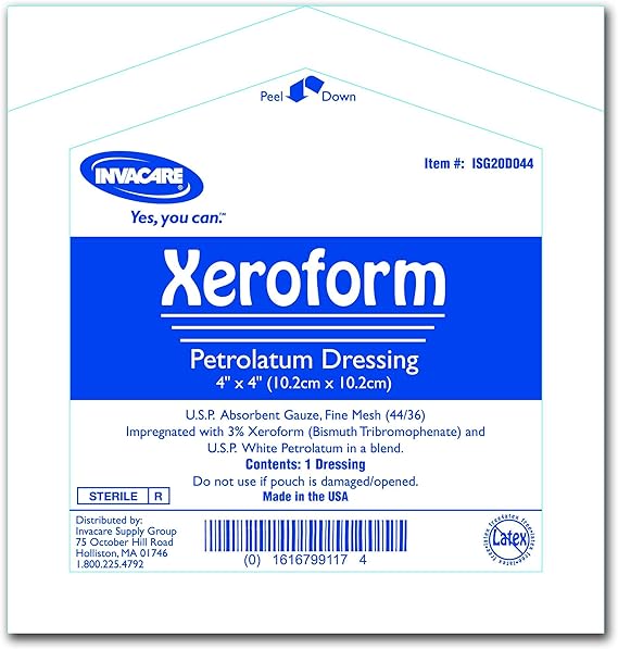 Invacare Xeroform Gauze Dressing 4 x 4"/Pack of 25 Health