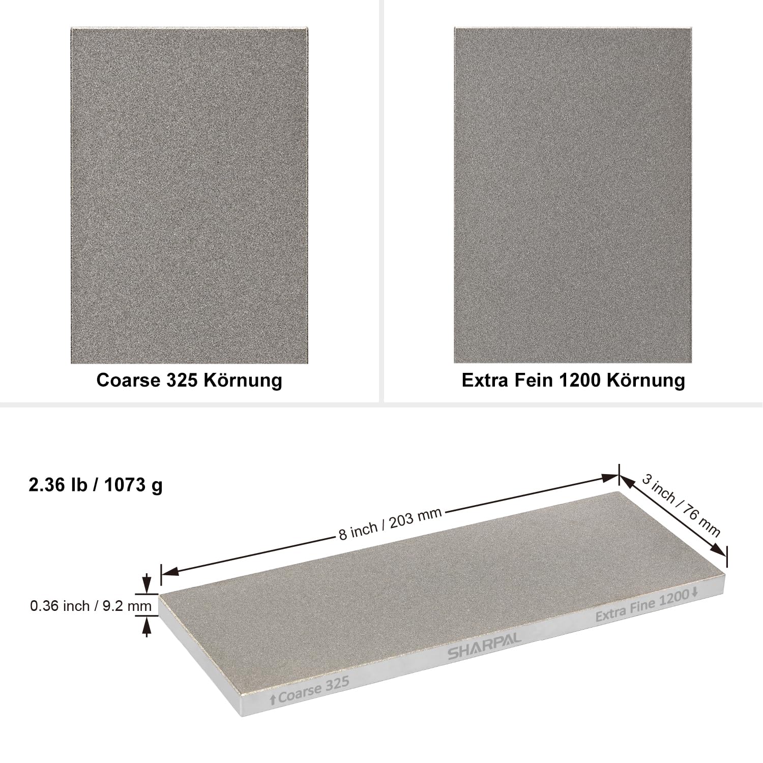 SHARPAL 162N Diamant-Schleifstein Abziehstein mit Aufbewahrungsbox, Dual Körnung, grob/extrafein, 325/1200 Wetzstein Diamant-Messerschärfer mit rutschfester Basis und Winkelführung (20,3 cm x 7,6 cm) 4