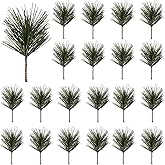 NSBELL 25PCS Artificial Green Pine Needles Branches- Small Pine Twigs Stems Picks- Fake Greenery Pine Picks for Christmas Garland Wreath Embellishing and Home Holiday Garden Decoration