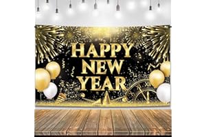 KatchOn, XtraLarge Happy New Year Banner - 72x44 Inch | New Years Backdrop for New Year Decorations 2026 | New Years Eve Party Supplies 2026 | NYE Decorations 2026