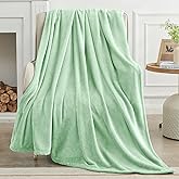KMUSET Sage Green Fleece Throw Blanket for Bed - Lightweight Super Soft Cozy Luxury Bed Blanket Microfiber 50 x 60 inches