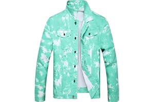 RANMCC Jean Jacket for Men Slim Fit Ripped Denim Jacket Coat