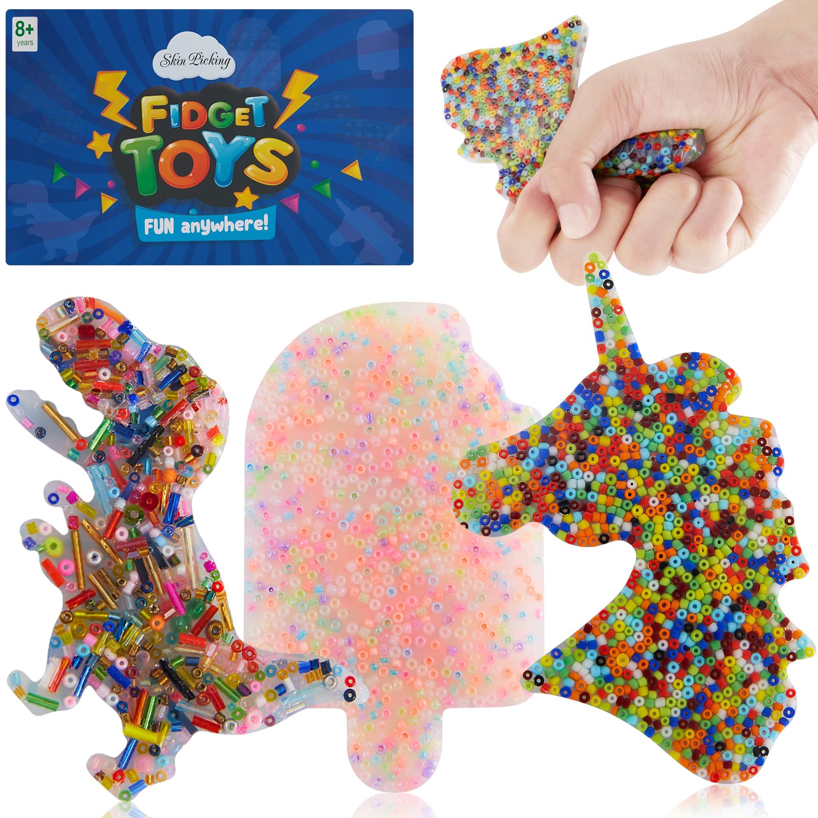 3Pcs Skin Picking Fidget Toys - Picky Pad Sensory Relief Age 3+, Pick Pad Stress Balls for Adults & Kids, Picky Pad Fidget Stress Balls , Fidget Pad Stress Relief Toys