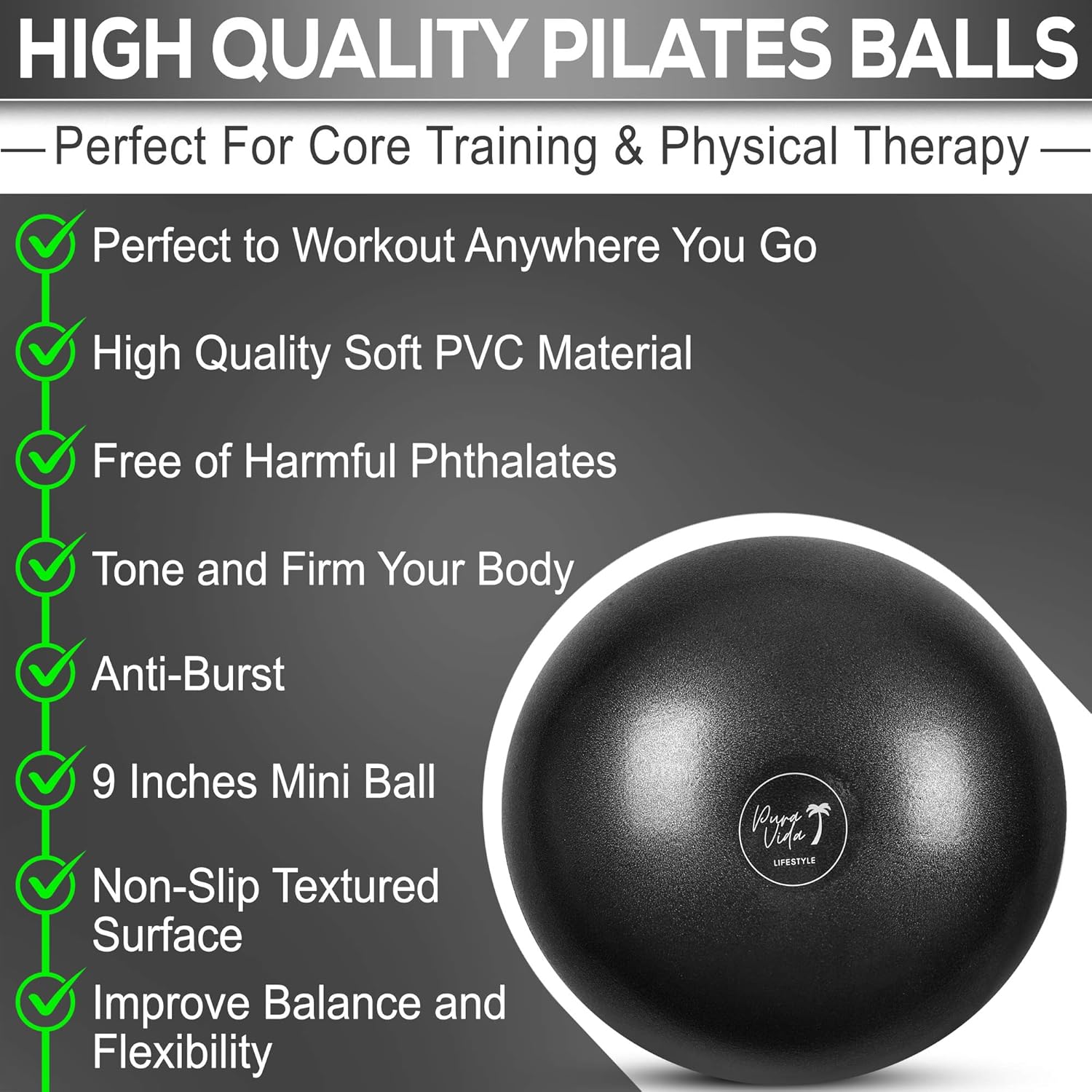 PuraVida Lifestyle Pilates Set Includes Best Pilates Ring 14 Inches and Mini Exercise Ball 9 Inches with Travel Bag for Fitness, Pilates, Yoga, Core Training, Tone Thighs, Legs, ABS, Stability (Blue) : Sports & Outdoors