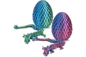 2PCS 3D Printed Dragon Eggs with Dragon Inside, Articulated Crystal Dragons for Home Office Desk Decor, Mystery Fidget for Ad
