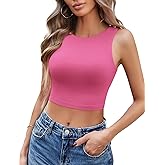 Avidlove Crop Tops for Women Crew Neck Basic Tank Sexy Double Lined Seamless Crop Going Out Summer Tops