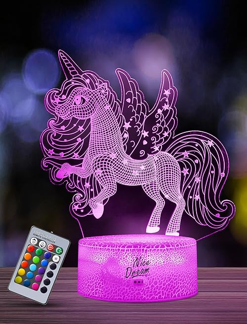 Nice Dream Night Light for Kids, 3D Night Lamp, 16 Colors Changing with Remote Control, Room Decor, Gifts for Children Girls Boys