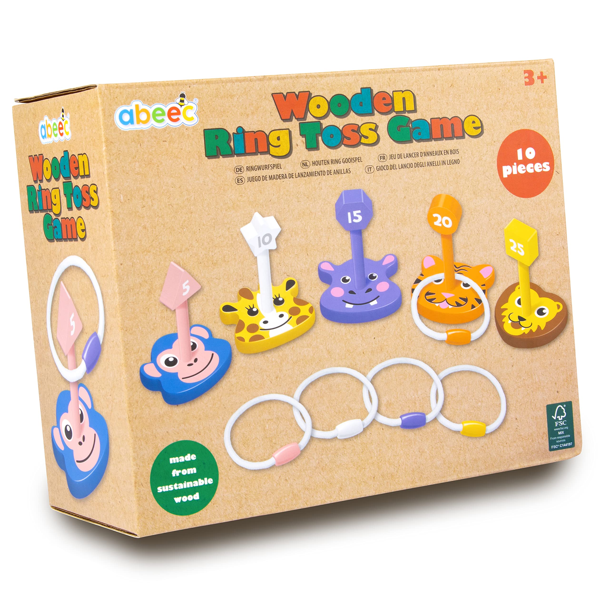 abeec Wooden Ring Toss Game - Toddler Toys - Wooden Sensory Game - Educational Toys For 2+ Year Olds