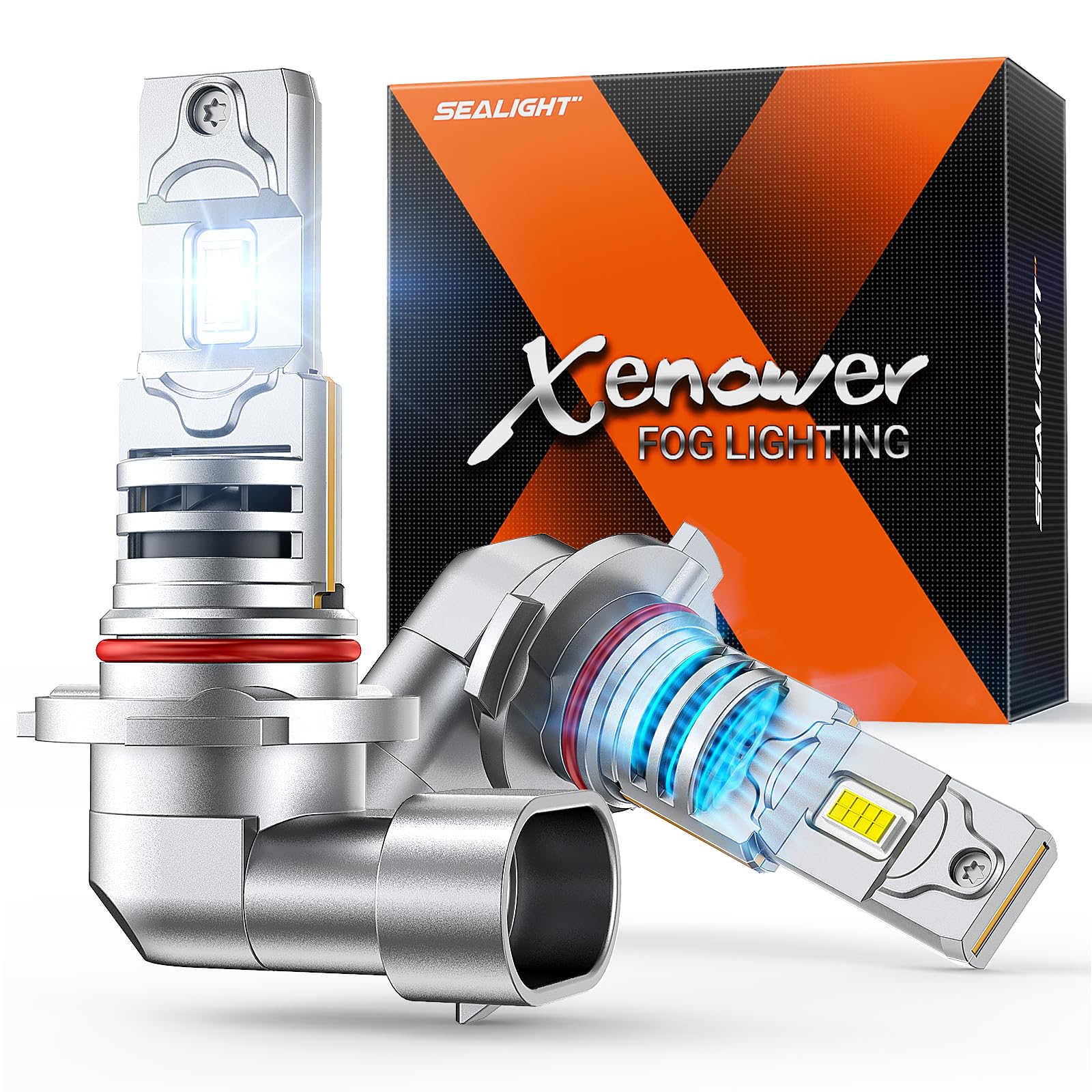 SEALIGHT H10/9145 LED Fog Light Bulbs for Pickup Truck, 18000 Lumens 1000% Brighter F150 Fog Lights, 1:1 Mini Size Easy Install, 12000RPM Cooling Fan 60000H Lifespan, RV Clearance Light Marker Light Image