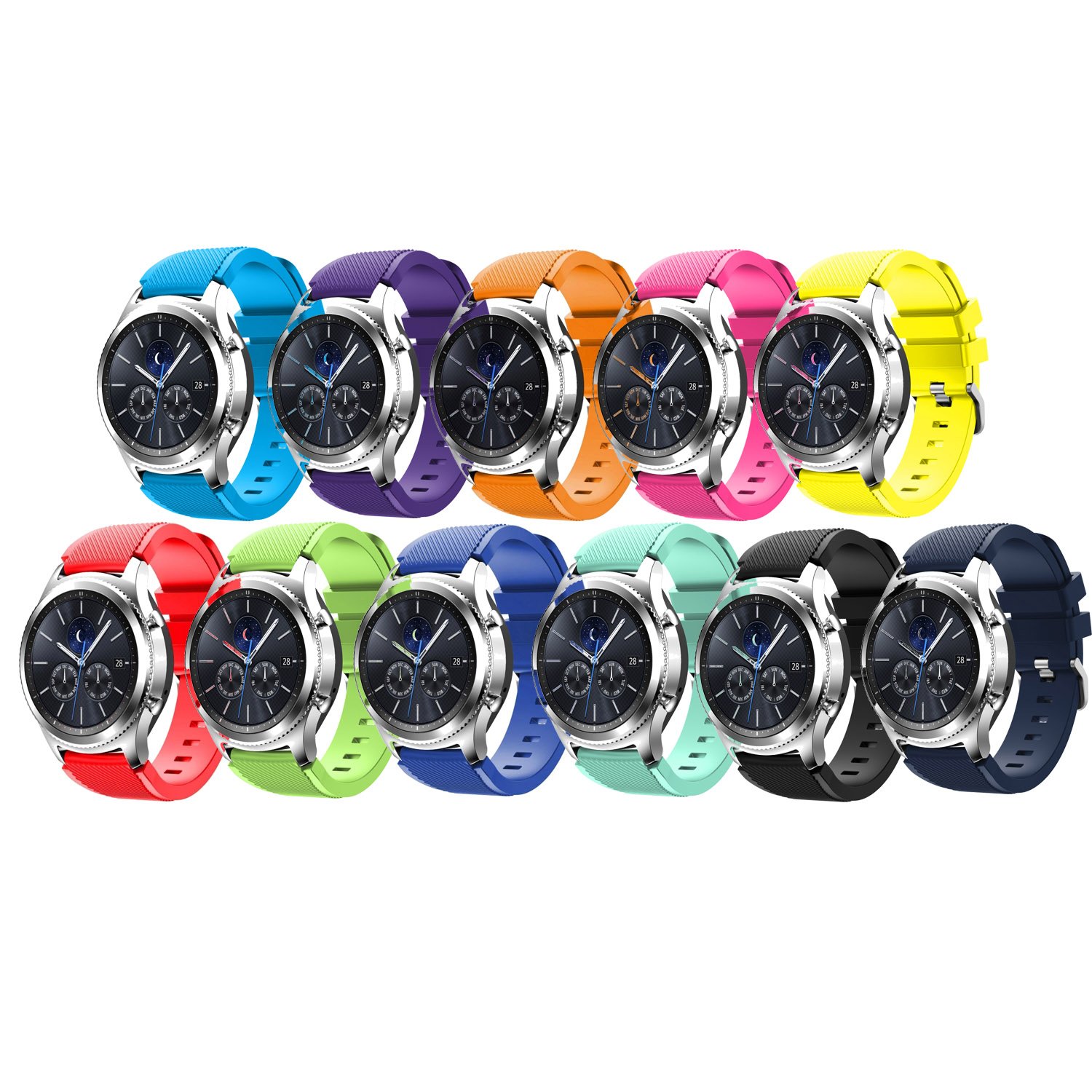 Angersi 22mm Soft Silicone Sport Strap Replacement Bands Compatible with Samsung Gear S3 Frontier/Classic/Galaxy watch 46mm smartwatch.