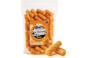 Australian Licorice Mango Flavor – Soft & Chewy Mango Licorice Candy, 12 oz Bag – Fruit Twists for Snacking, Candy Buffets, Gift Bags & Party Favors – Zestix