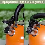 Milestone Camping 2L Whistling Kettle Aluminium Lightweight Orange view 7