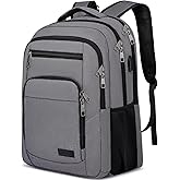 Liokesa School Backpack, Large Backpack for Teen Boys, Business Slim Laptop Backpack with USB Charging Port, 15.6 Inch Water Resistant High School Bookbag, College Computer Bag for Men Women, Grey