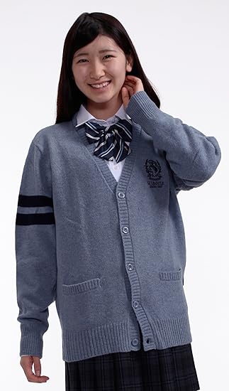 Amazon Co Jp Le Granfile ル グランフィール スクールカーディガンlg Kn003 ブルーl 服 ファッション小物