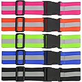 5 Pcs Reflective Belt or Sash, PT Belts Lights for Running At Night Safety Visibility Adjustable Lightweight Vest Waist Glow Straps for Cycling Walking Fit Women Men Kid (Black Blue Pink Green Orange)