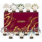 YATSKIA Crystal Tree Gifts for Women, Crystals and Stones, Home Office Desk Decor, Crystal Tree of Life Decor, Money, Spiritual, Reiki, Good Luck Gifts for Mom (Set of 12 Mini Trees)