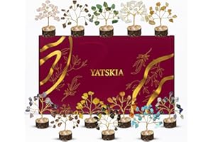 YATSKIA Crystal Tree Gifts for Women, Crystals and Stones, Home Office Desk Decor, Crystal Tree of Life Decor, Money, Spiritual, Reiki, Good Luck Gifts for Mom (Set of 12 Mini Trees)