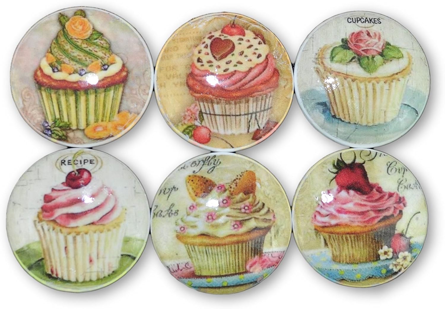 Set Of 6 Cupcake Wood Cabinet Knobs Amazon Com