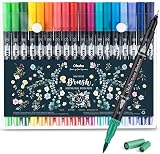 Ohuhu 36 Colour Dual Tip Brush Pens Fineliner Art Markers Set Maui Black