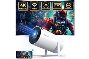aubor Mini Projector, Support 1080P Smart Portable Projector with 5G WiFi and Bluetooth, 10000 Lumen，Auto Keystone Correction, Premium 360 Sound, 40"-130" Screen Video Projector (White)