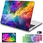 Mektron Case for MacBook Air 13 inch M1 A2337 A2179 A1932,Hard Cover 2018-2021 Air 13-inch with Touch ID, Exclusively Designed Protective Shell with Keyboard Skin+Screen Protector, Rainbow Cosmic