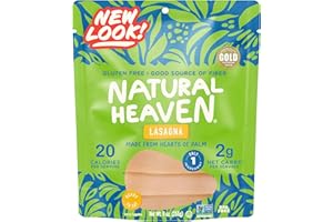 Natural Heaven Lasagna Noodles, Hearts of Palm – Naturally Rich in Potassium, Low-Calorie Veggie Pasta, Keto & Gluten-Free Food, Vegan, 9 Oz Ea