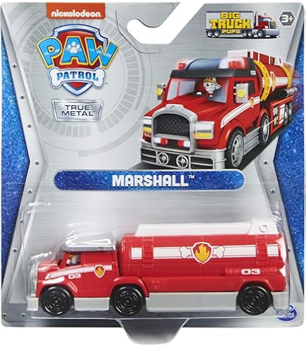 Amazon.com: PAW Patrol Large Trucks True Metal Vehicle-Marshall