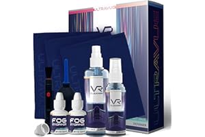 UltraVue VR Cleaning Kit and Anti-Fog Treatment - Includes VR Cleaner Gel Sprays, Microfiber Cloths, Anti Fog Drop Treatments, Brush and Air Bladder with Precision Nozzle