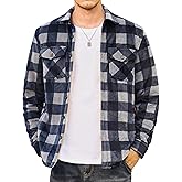 MAGNIVIT Flannel Jacket for Men Sherpa Lined Plaid Fleece Jackets Thick Button Down Flannel Shirt Warm Winter Outwear
