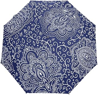 Sombrilla elegante con patrón de flores azules para el sol UV para las