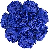 U'Artlines Artificial Peony Silk Flower with Stems 10pcs Real Look Vintage Peonies for Home Wedding Decoration (Navy Blue)