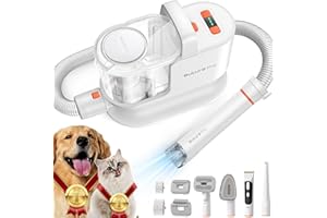 Buture Pro Pet Grooming Kit & Vacuum Suction 99% Pet Hair, Professional Dog Hair Vacuum with 6 Proven Grooming Tools, Deshedding, Dematting Brush for Shedding Dogs Cats Pets