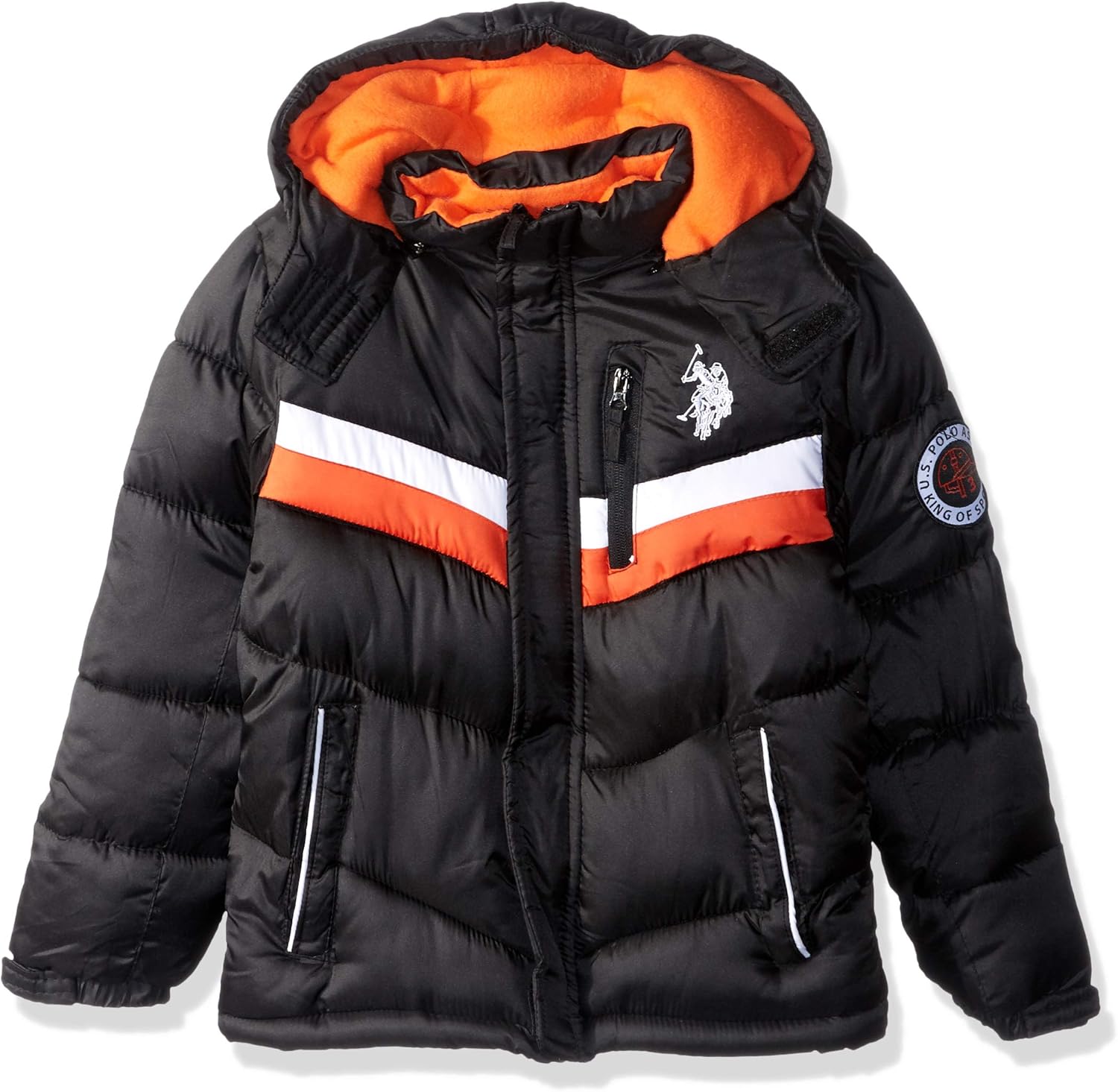 orange polo bubble jacket